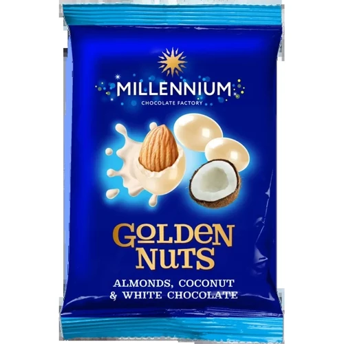 Драже Millennium Golden Nut мигдаль у білому шоколаді з кокосом 100 г (4820005195268)