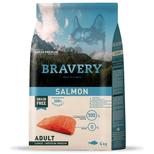 Сухий корм Bravery Salmon Large/Medium Adult для дорослих собак середніх та великих порід з лососем 4 кг (6657 BR SALM ADUL L_ 4KG)