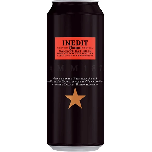 Упаковка пива INEDIT Estrella Damm, светлое фильтрованное, 4.6% 0.5л х 24 банки (EUR8410793336125)