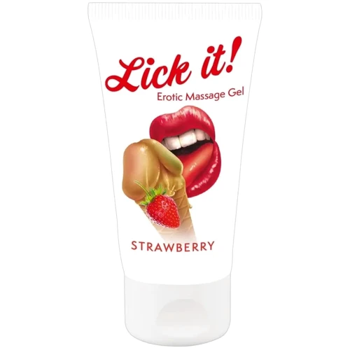 Веганский массажный гель на водной основе Lick-it Strawberry, 50 мл