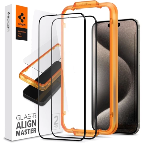 Захисне скло для iPhone Spigen Tempered Glas TR AlignMaster FC 2 Pack Black (AGL06906) for iPhone 15