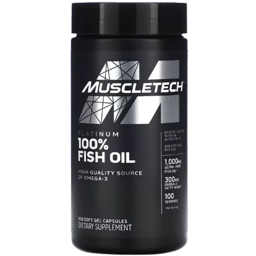 MuscleTech Essential Series Fish Oil Рыбий жир 100% чистый 1000 мг 100 гелевых капсул