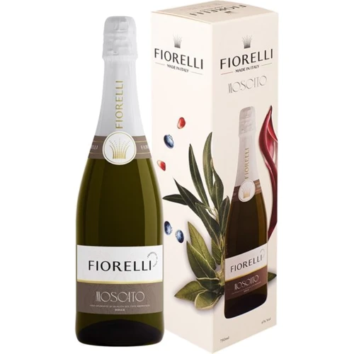 Ігристе вино Fiorelli Moscato Spumante Dolce VSQA, біле солодке, 0.75л 7%, у подарунковій упаковці (ALR16547)