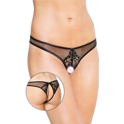 Жіночі трусики SoftLine - Thongs 2442, M/L (black)