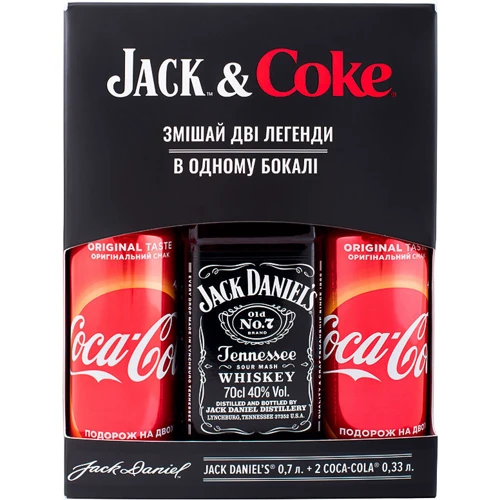 Віскі Jack Daniel's 0.7л + Coca-Cola ж / б, 2x0.33л (CCL1452252)