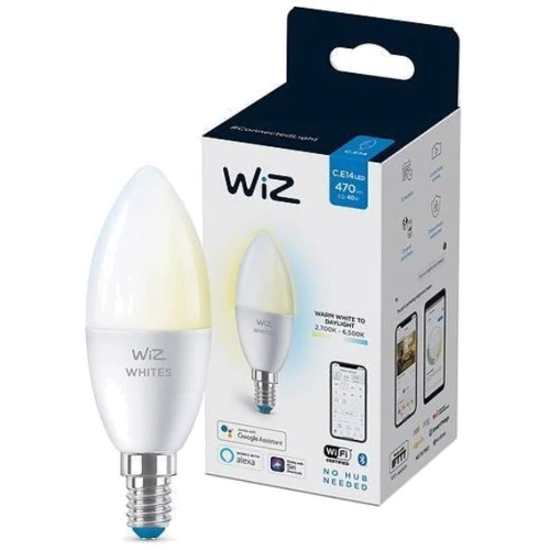 Розумна лампочка WiZ, E14, 4.9W, 40W, 400Lm, C37, 2700-6500K, Wi-Fi