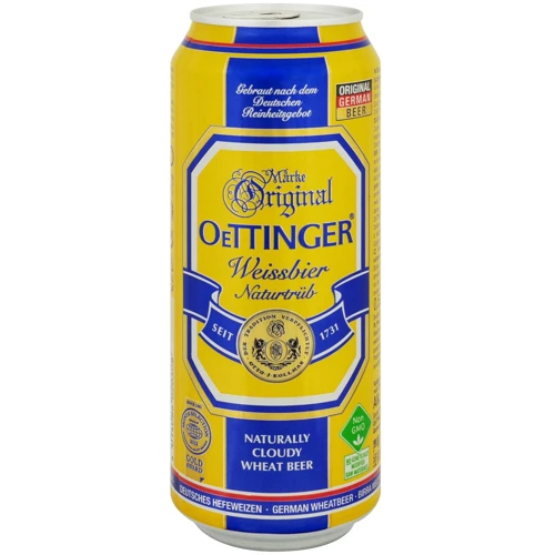 Пиво Oettinger Weissbier світле нефільтроване 4.9% 0.5 л ж/б (FSH_4014086020308)