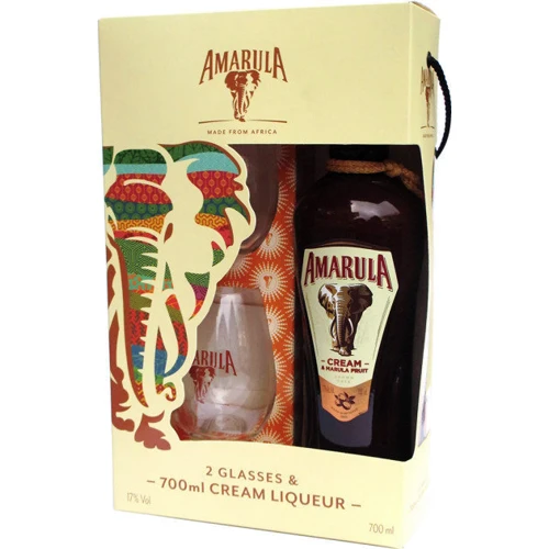 Крем-ликер Amarula 17% 0.7л + 2 бокала (PRA4820196540090)