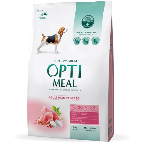 Сухий корм Optimeal Adult Medium Breed Dogs для собак середніх порід з індичкою 4 кг (4820083905513)