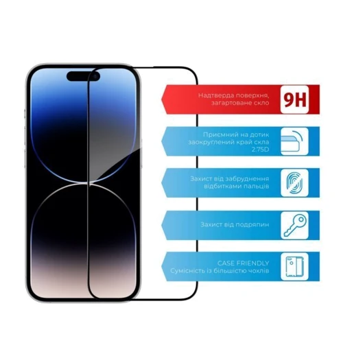 Захисне скло для iPhone ACCLAB Tempered Glass Full Glue ESD Black для iPhone 14 Pro Max