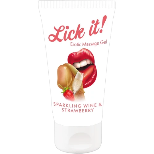 Массажный лубрикант Lick it Erotic Massage Gel Sparkling Wine & Strawberry, 50 мл