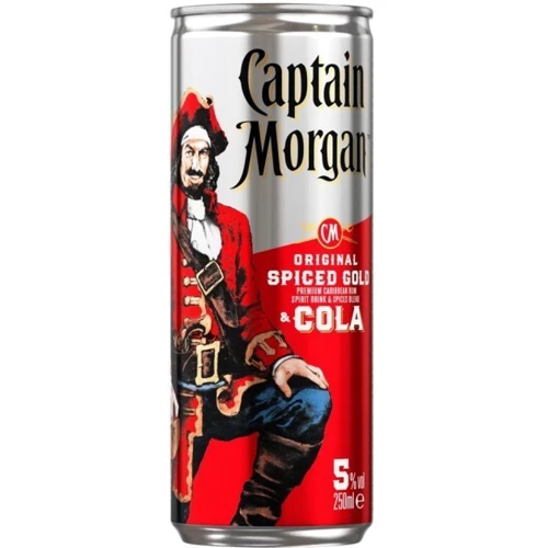 Напій алкогольний Captain Morgan Spiced Gold Rum-Cola, 0.25л 5% (BDA1RM-RCM025-001)