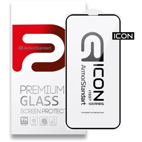 Защитное стекло для iPhone ArmorStandart Tempered Glass 3D Icon Black (ARM60001) for iPhone 14 / 13 / iPhone 13 Pro