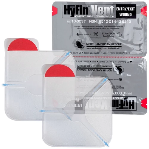 Пов'язка оклюзійна North American Rescue HyFin Vent Chest Seal Twin Pack вентильована (НФ-00002148)