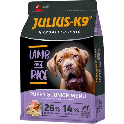 Сухой гипоаллергенный корм Julius-K9 LAMB and RICE Puppy & Junior Menu для щенков с бараниной и рисом 3 кг (5998274312743)