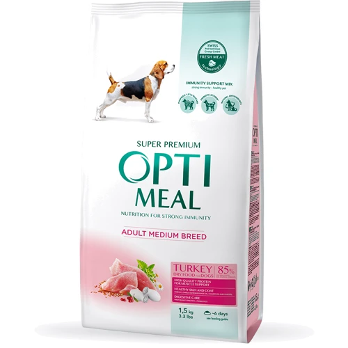 Сухой корм Optimeal Adult Medium Breed Dogs для собак средних пород с индейкой 1.5 кг (4820083905407)