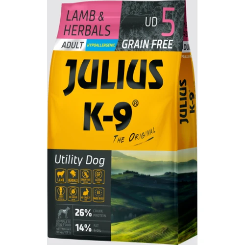 Беззерновий сухий корм Julius-K9 Dog Food Utility Dog Adult Lamb & Herbals Ягня та Трави для собак 10 кг (5998274311166)