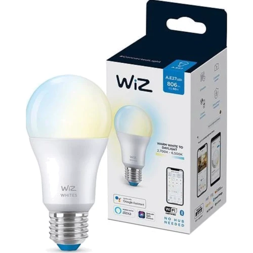 Розумна лампочка WiZ, E27, 8W, 60W, 806Lm, A60, 2700-6500K, Wi-Fi