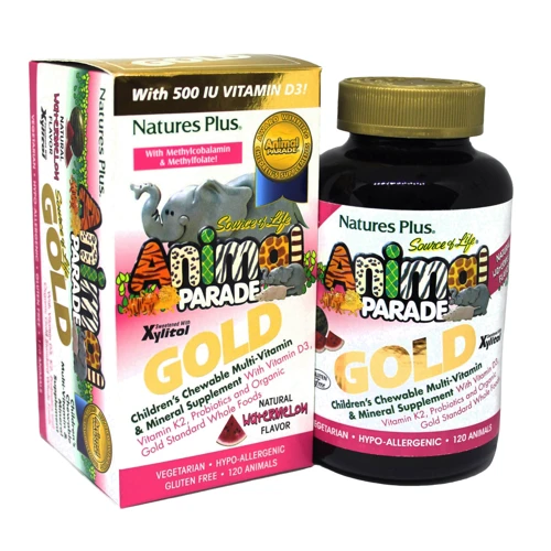 Natures Plus Animal Parade Gold 120 chewables Мультівітаміни для дітей, смак кавуна