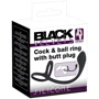 Ерекційне кільце з анальною пробкою Black Velvets Cock & Ball Ring + Plug: Виробник Orion