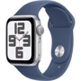 Apple Watch SE 2 2024 40mm GPS Silver Aluminum Case with Denim Sport Band - S/M (MXEC3QH/A)