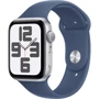 Apple Watch SE 2 2024 44mm GPS Silver Aluminum Case with Denim Sport Band - M/L (MXER3QH/A)