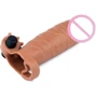 Насадка на член LoveToy Pleasure X-Tender Vibrating Penis Sleeve Add 2" Brown: Особливості Со стимулятором клитора, С кольцом на мошонку