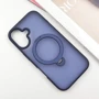 Чехол для iPhone Mobile Case Metal Buttons with MagSafe HQ Ring Dark Blue for iPhone 16: Цвет синий