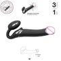 Безремневой страпон Strap-On-Me VIBRATING Black M: Тип Двосторонні