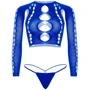 Комплект Leg Avenue Long sleeve crop top & string Royal Blue One Size: Застосування На тело