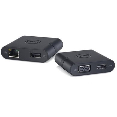 Dell DA200 USB-C to HDMI/VGA/Ethernet/USB 3.0 Adapter - Black (470