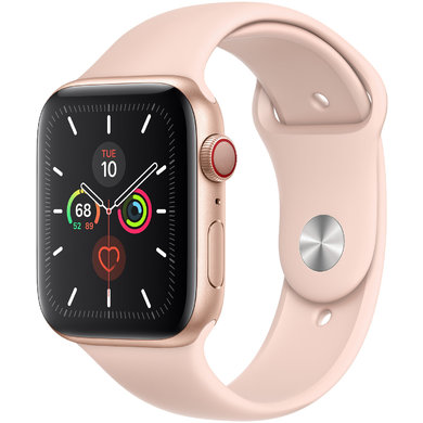 Apple Watch Series 5 44mm GPS+LTE Gold Aluminum Case with Pink Sand Sport Band (MWW02)