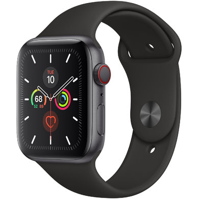 Apple Watch Series 5 44mm GPS+LTE Space Gray Aluminum Case with Black Sport Band (MWW12)