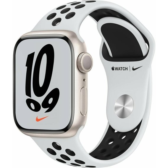 Apple Watch Series 7 Nike 45mm GPS Starlight Aluminum Case with Pure Platinum/Black Nike Sport Band (MKNA3) UA