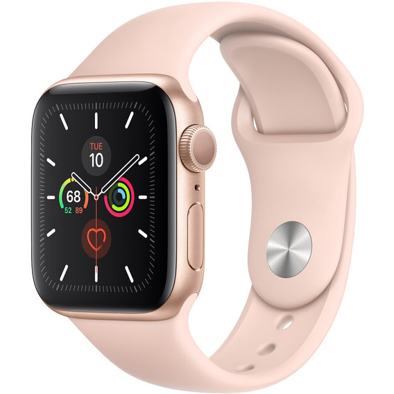 Apple Watch Series 5 40mm GPS Gold Aluminum Case with Pink Sand Sport Band (MWV72)