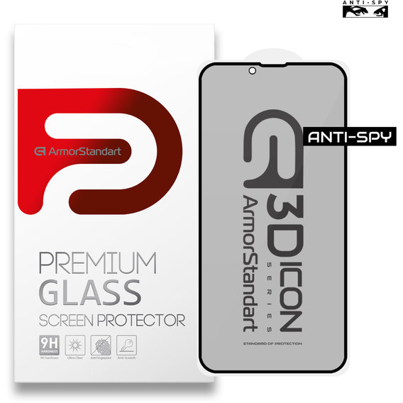Аксесуар для iPhone ArmorStandart Tempered Glass 3D Icon Anti-spy Black (ARM60979) для iPhone 14 Plus | 13 Pro Max