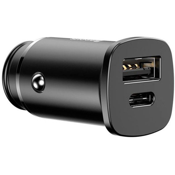 Зарядное устройство Baseus Car Charger USB+USB-C Square Metal 30W Black (CCALL-AS01)