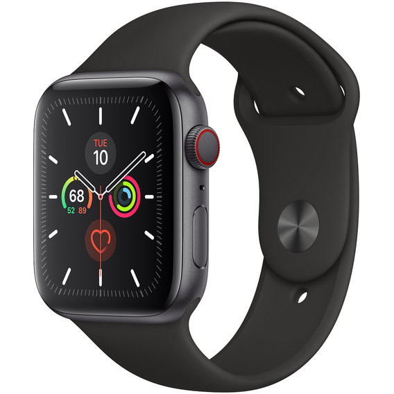 Apple Watch Series 5 44mm GPS+LTE Space Gray Aluminum Case with Black Sport Band (MWW12)